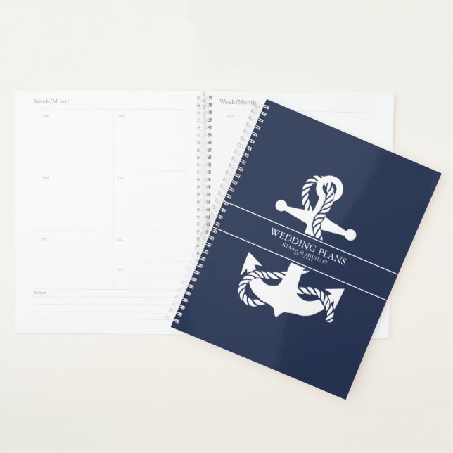 Mariage d'Ancre Vague bleue V2 Wht/Navy ID836 (Devant avec enveloppe)