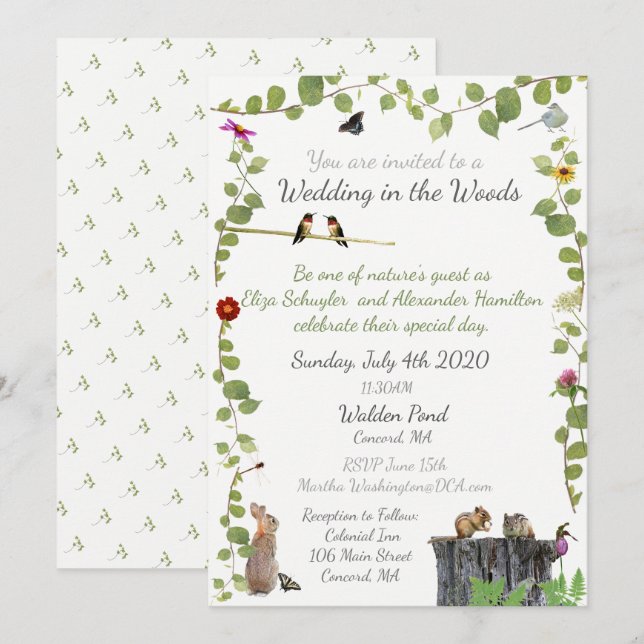 Mariage dans les bois : Invitation (Devant / Derrière)