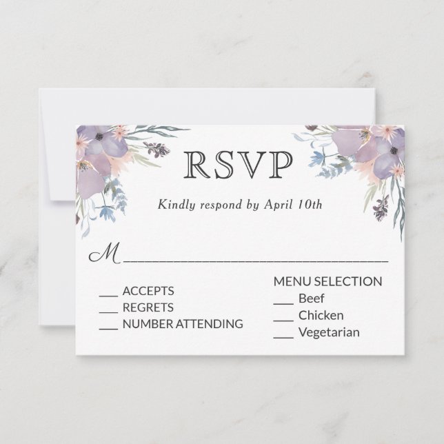 Mariage dans les prés violet RSVP avec choix de me (Devant)