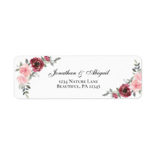 Mariage d'aquarelle bleu rose bordeaux