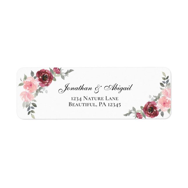 Mariage d'aquarelle bleu rose bordeaux (Devant)