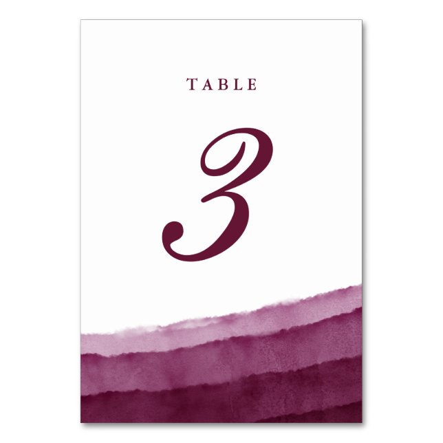 Mariage d'aquarelle Bourgogne Cartes Numéro de tab (Par défaut)