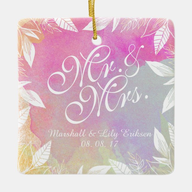 Mariage d'aquarelle personnalisé | Ornement (Devant)