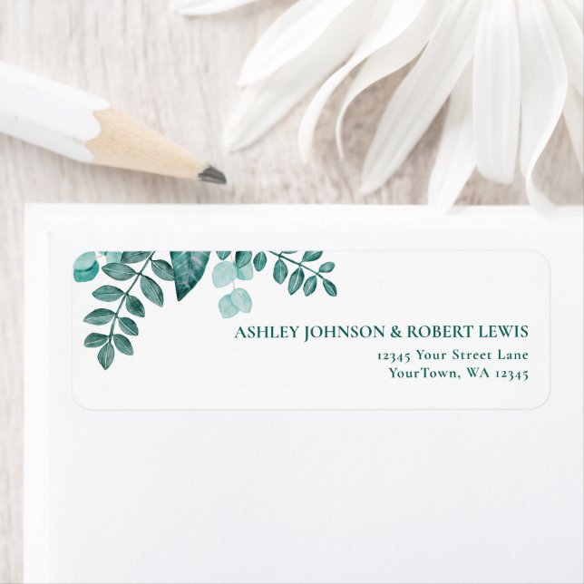Mariage d'aquarelle verte turquoise Adresse de ret (En situation)
