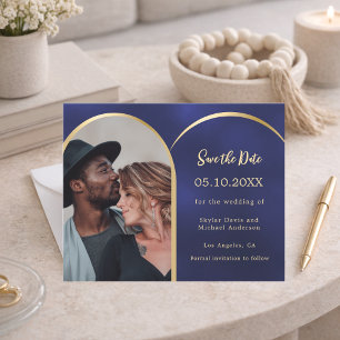 Mariage d'arc en or bleu Enregistrer la carte Date