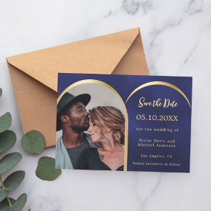 Mariage d'arc en or bleu Enregistrer la carte Date