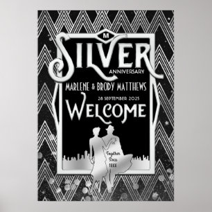 Mariage d'argent Anniversaire Art déco Bienvenue