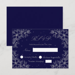 Mariage d'argent RSVP avec graphismes floraux orné