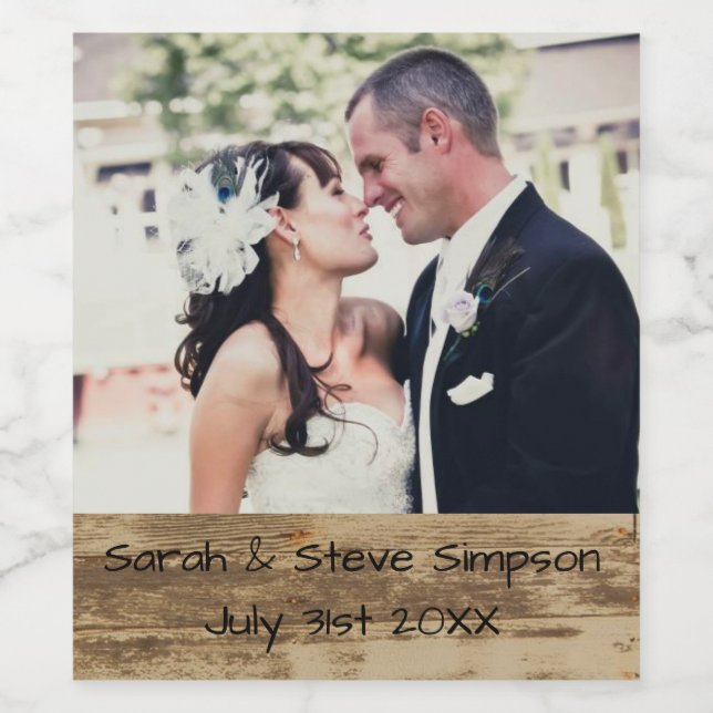 Mariage Date Photo Vin Étiquettes (Étiquettes simples)