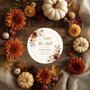 Mariage de automne arrondi Enregistrer la carte de