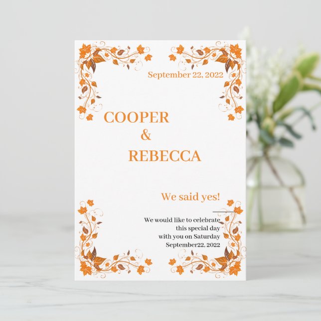 Mariage de automne Cooper & Rebecca - Carte d'invi (Debout devant)