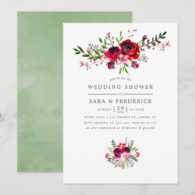 Mariage de automne Douche Floral Invitation (Devant / Derrière)