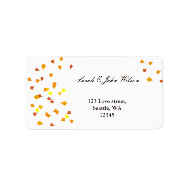 mariage de automne, étiquette d'adresse de retour (Devant)