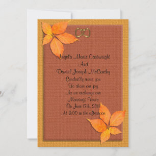 Mariage de automne Invitation feuilles rustiques
