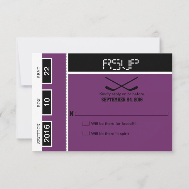 Mariage de billets de hockey RSVP (Devant)