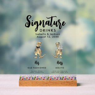 Mariage de boisson Dinosaur Mariée et signature de