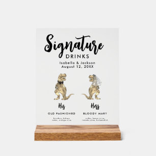 Mariage de boisson Dinosaur Mariée et signature de
