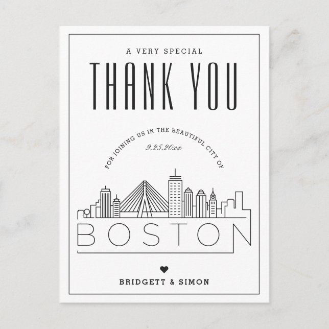 Mariage de Boston | Merci de venir ! Carte postale (Devant)
