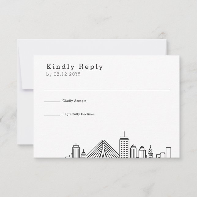 Mariage de Boston | Stylisé Skyline RSVP (Devant)