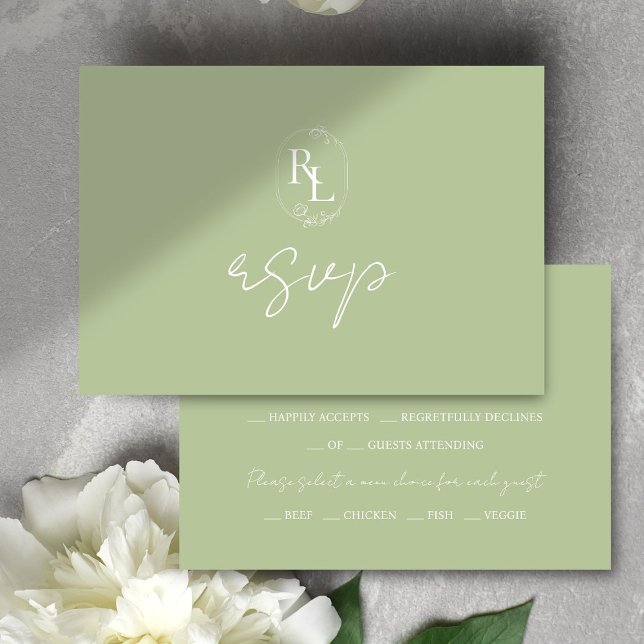 Mariage de cadre fleuri vert chic RSVP (Créateur téléchargé)
