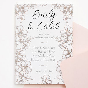Mariage  de cadre Floral Rose Gold Foil Invitation