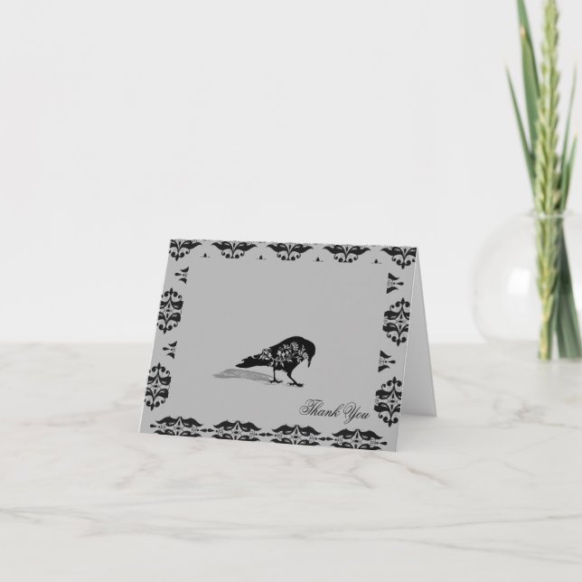 Mariage de cadre gothique corbeau noir Merci (Devant)