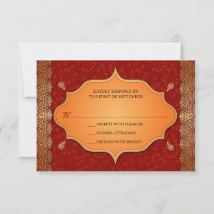 Mariage de cadre indien de bord doré Réponse RSVP