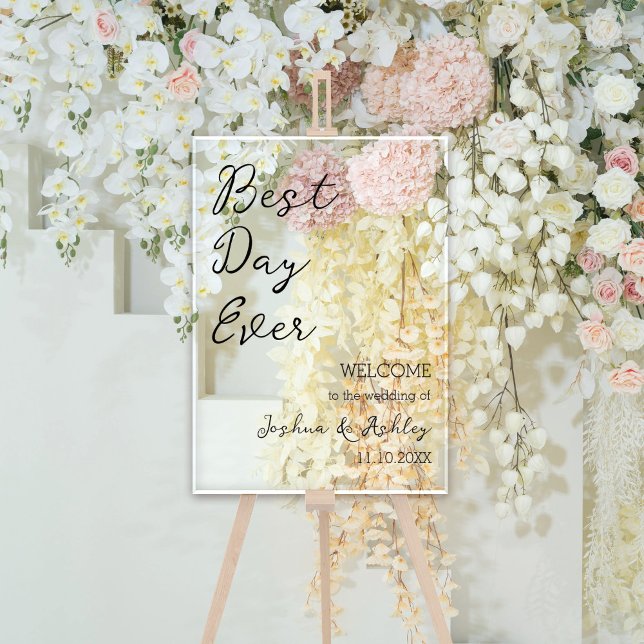 Mariage de calligraphie de script du meilleur jour (Best Day Ever Script Calligraphy Wedding Welcome Acrylic Sign
)