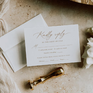 Mariage de calligraphie dorée moderne Menu RSVP Ca