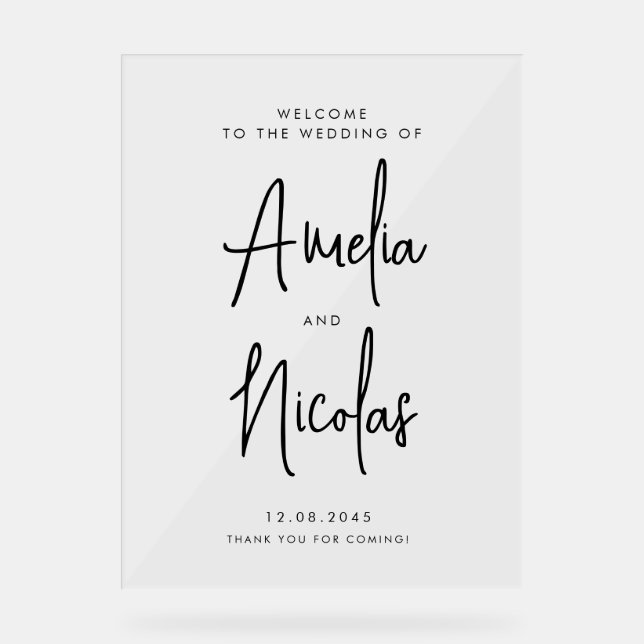 Mariage de calligraphie manuscrite noir Bienvenue (Recto)