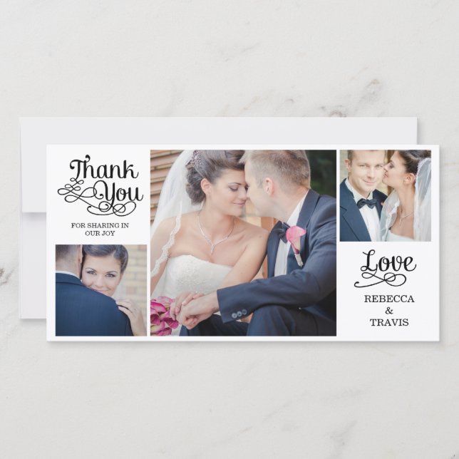 Mariage de calligraphie moderne Merci Cartes Noir (Devant)