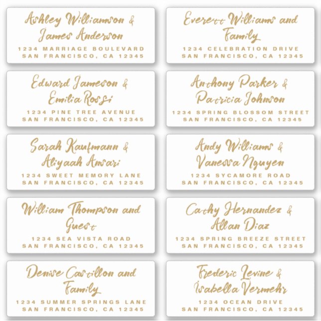 Mariage de calligraphie or Étiquettes de adresse i (Devant)