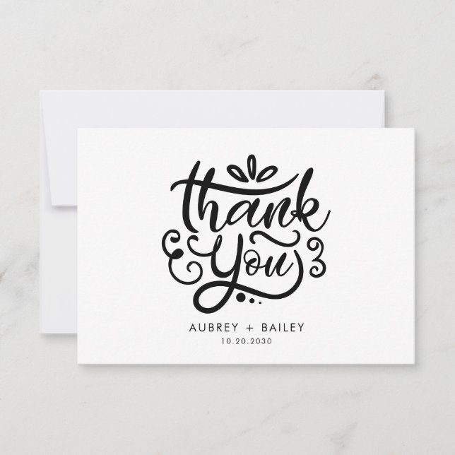 Mariage de calligraphie personnalisée Merci Ornate (Devant)