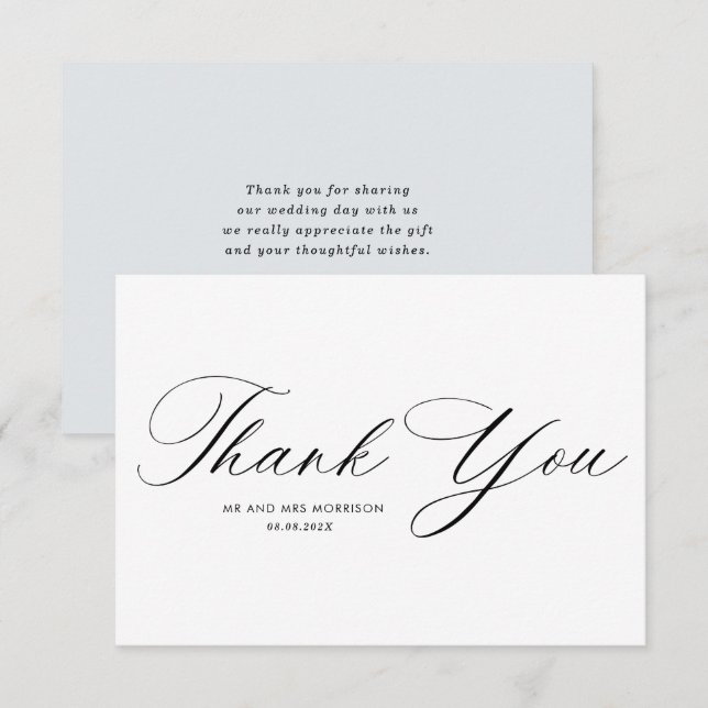 mariage de calligraphie simple carte de remercieme (Devant / Derrière)