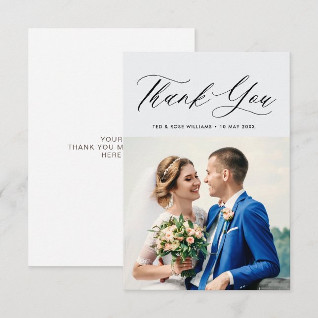 mariage de calligraphie simple carte de remercieme (Devant / Derrière)