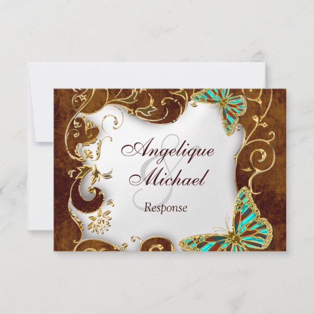 Mariage de campagne brun aqua doré RÉPONSE (Devant)