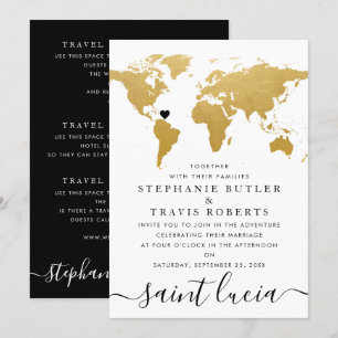 Mariage de carte Black & Gold World