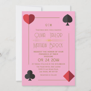 Mariage de carte de lecture rose chaud Monogramme 