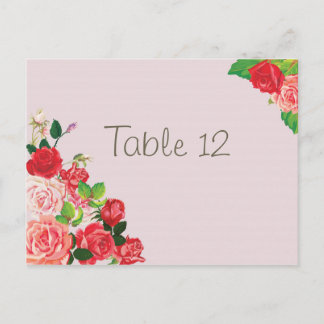 Mariage de carte de numéro de table rose et rouge