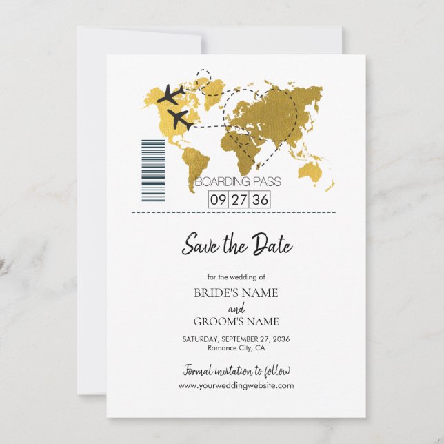 Mariage de carte d'embarquement de destination (Devant)