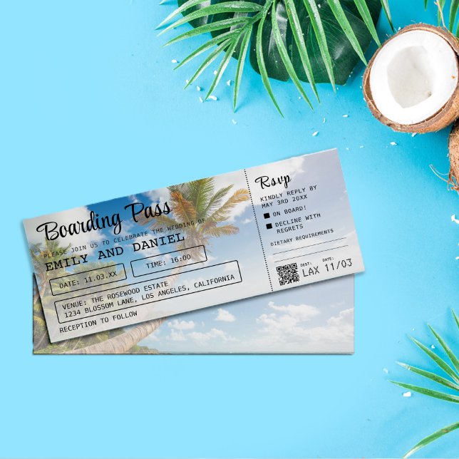 Mariage de carte d'embarquement de destination des (Créateur téléchargé)