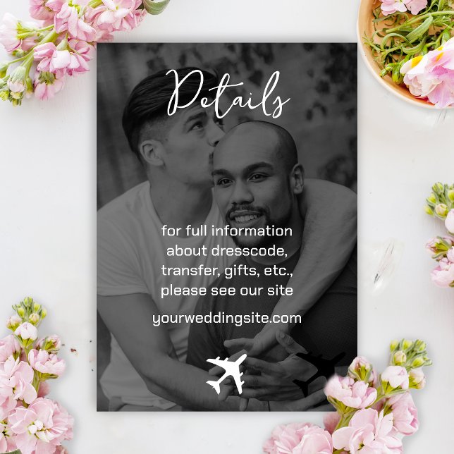 Mariage de carte d'embarquement de destination pho (Boarding Pass Black and White Wedding Guest Information Card)