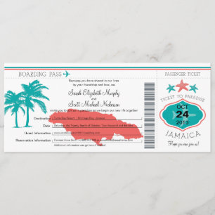 Mariage de carte d'embarquement de la Jamaïque