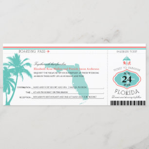 Mariage de carte d'embarquement de palmier de la