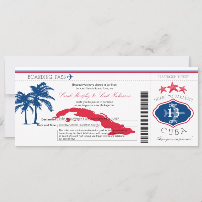 Mariage de carte d'embarquement du Cuba (Devant)