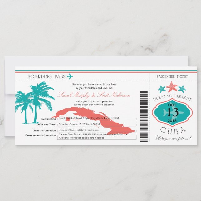 Mariage de carte d'embarquement du Cuba (Devant)