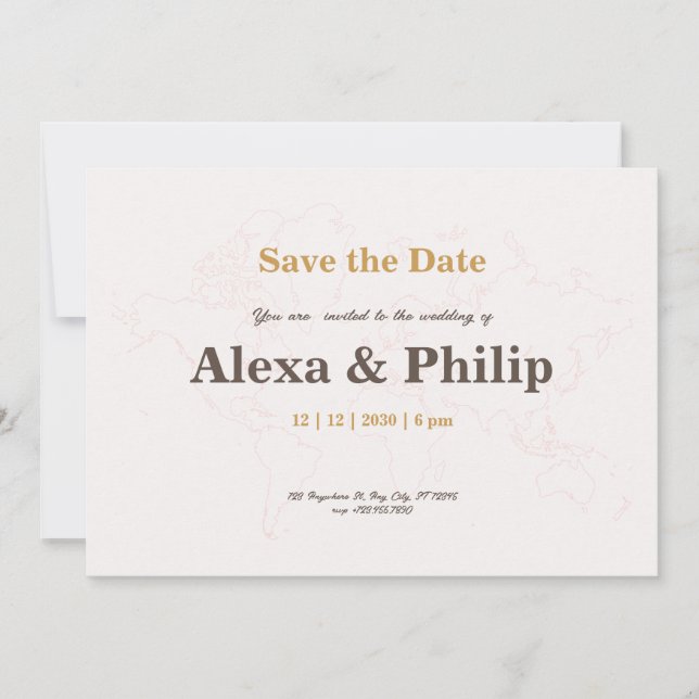 Mariage de carte rose et or (Devant)