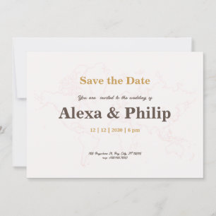 Mariage de carte rose et or