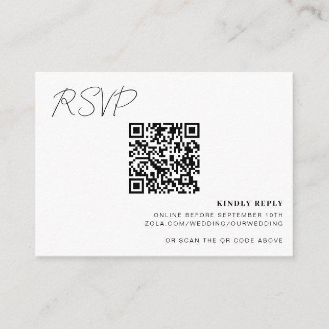 Mariage de carte RSVP en ligne de code QR Insérer (Devant)