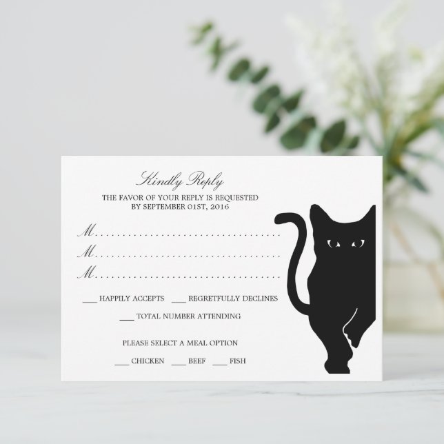 Mariage de chat noir lunaire moderne RSVP (Debout devant)